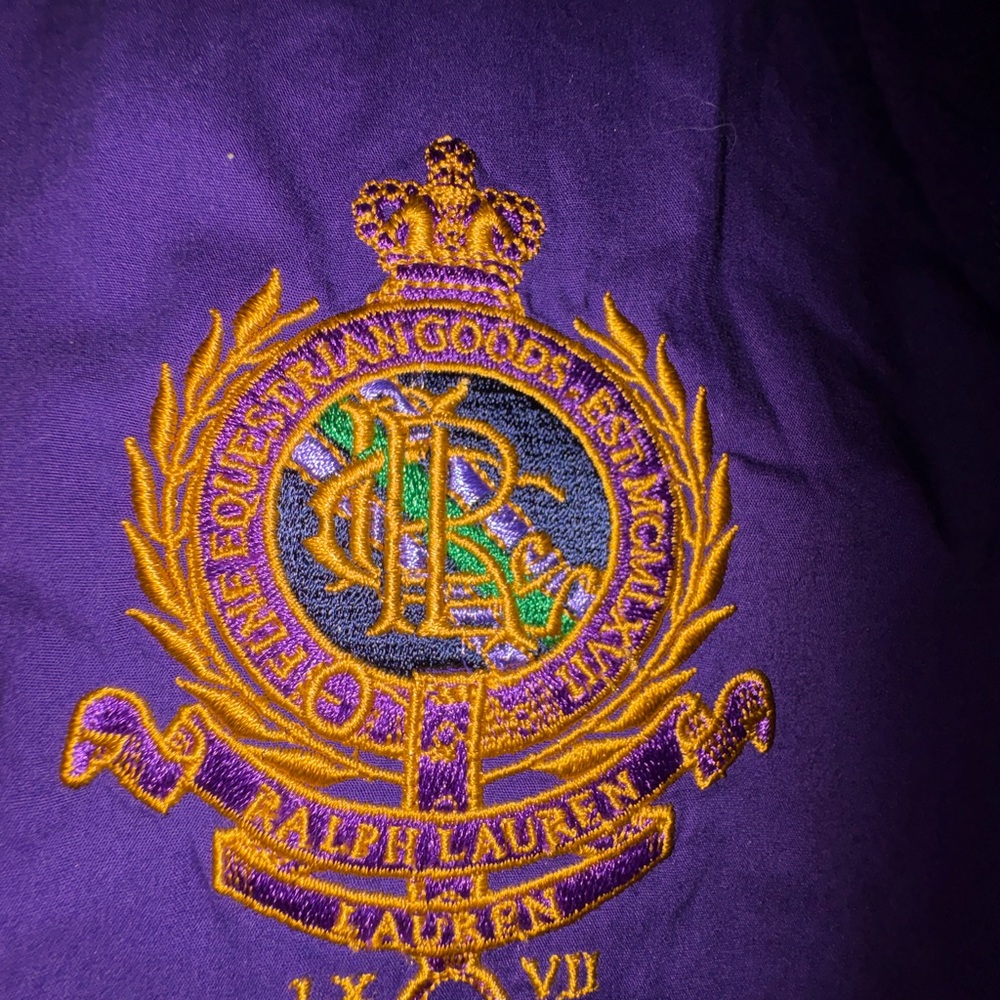 Lauren Ralph Lauren Purple Button-Up woman Shirt with Embroidered Crest - Picture 3 of 3